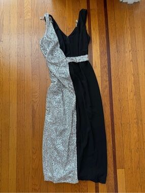 Patrizia Pepe black sheath dress silver sequin 42 M belted NWT Odyssey costume